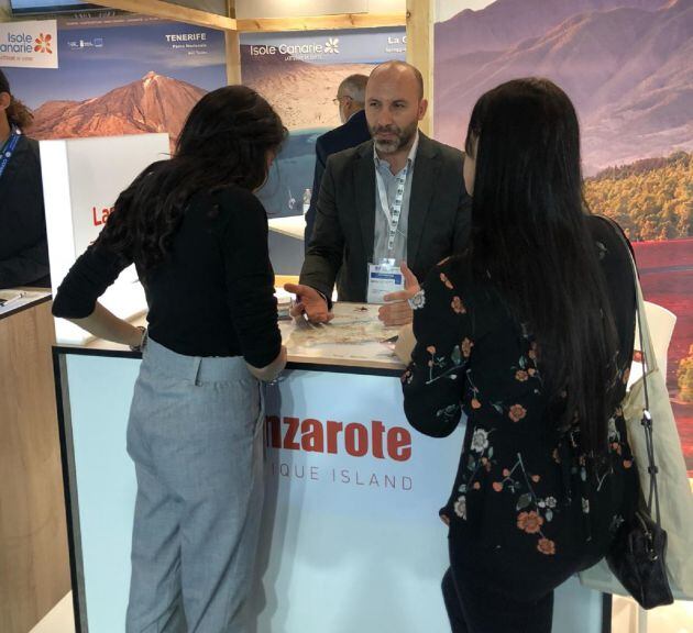 Stand de Turismo Lanzarote en la feria BIT Italia de Milán.