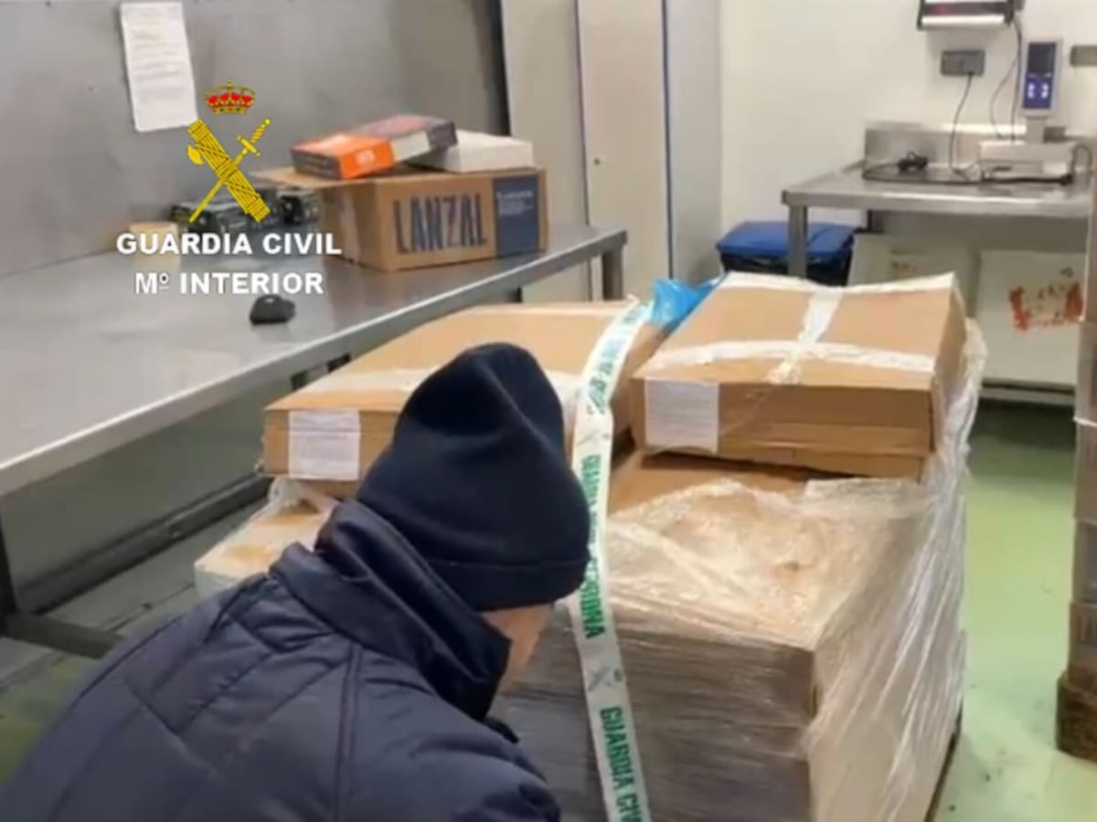 La Guardia Civil inmoviliza 186 toneladas de pescado congelado en Marín
