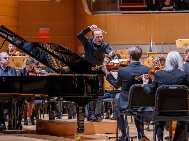 COSTA MESA, CALIFORNIA - MARCH 09: Canadian conductor Yannick Nézet-Séguin performs at Segerstrom Center Vienna Philharmonic at Segerstrom Center For The Arts on March 09, 2025 in Costa Mesa, California. (Photo by Tiffany Rose/Getty Images for Segerstrom Center for the Arts)