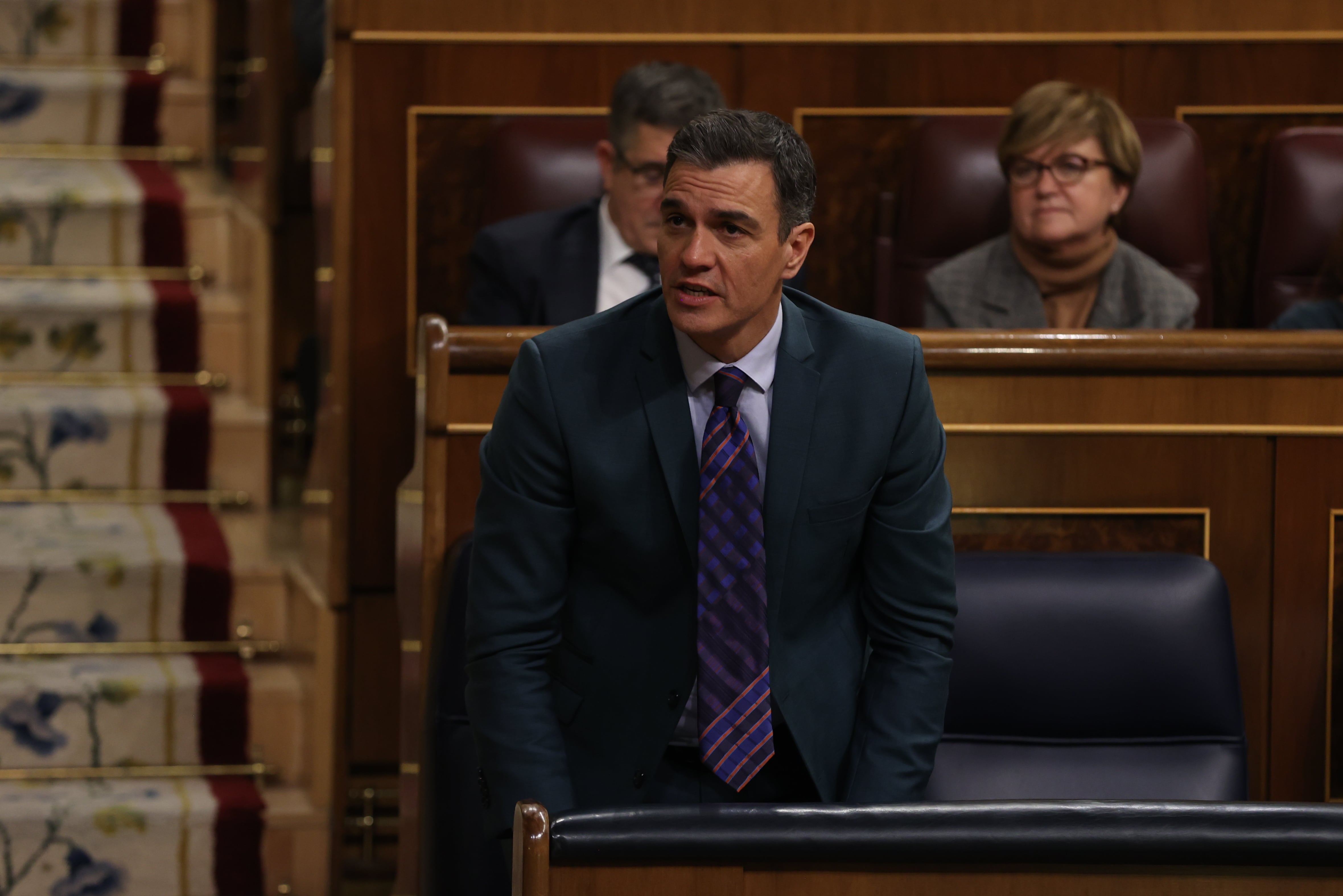 El presidente del Gobierno, Pedro Sánchez, durante la jornada de este jueves en el Congreso de los Diputados