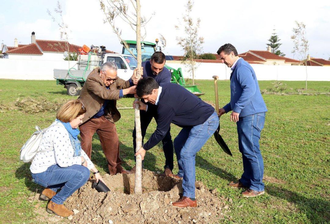 Uno de los momentos de la plantación en la Laguna de Torrox