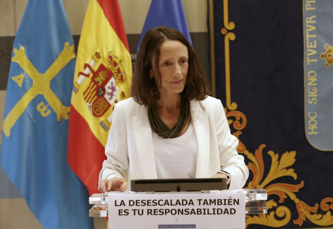 La portavoz del Ejecutivo, Melania álvarez, durante la rueda de prensa. 