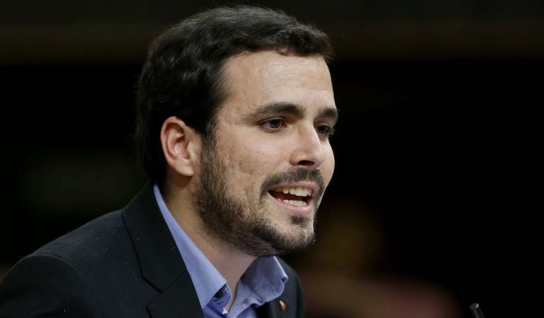 El candidato de IU a la Presidencia del Gobierno, Alberto Garzón, durante su intervención en el vigésimo quinto debate del estado de la nación.