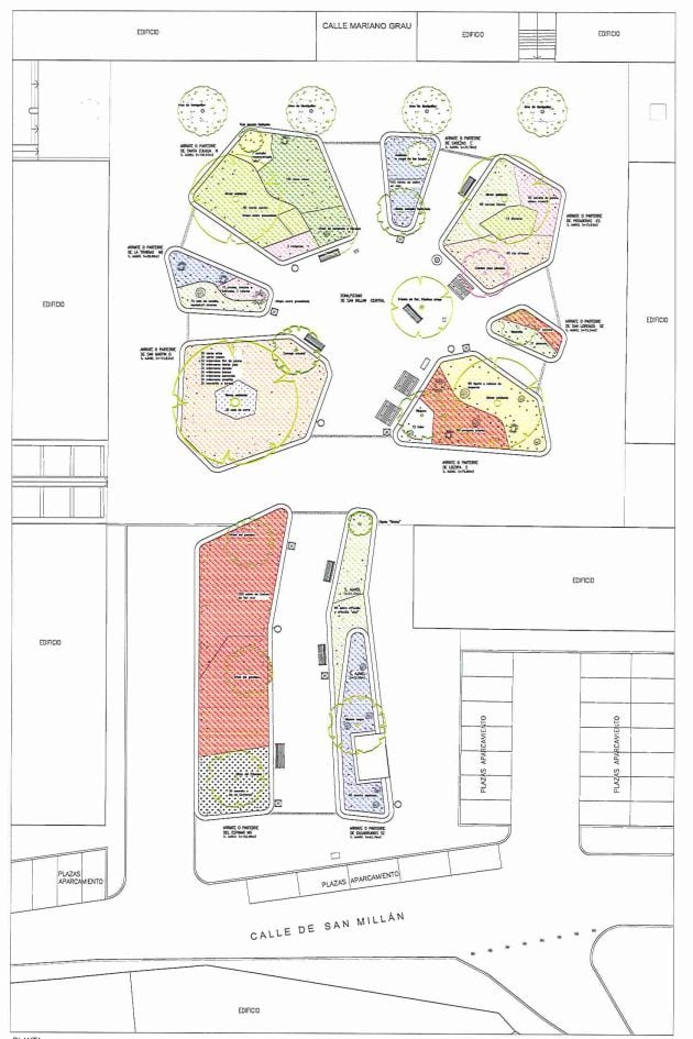 Plano de la obra prevista en la Plaza de la Morería de San Millán
