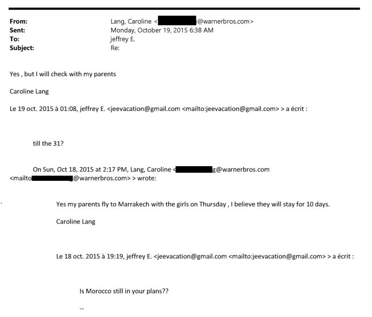 Correo de Epsein con Caroline Lang, hija del exministro francés Jack Lang