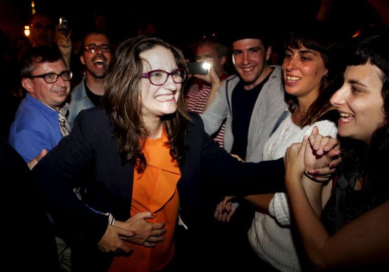 Mónica Oltra, celebrando los resultados de las elecciones