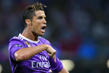 Cristiano Ronaldo celebra su primer gol en Cardiff