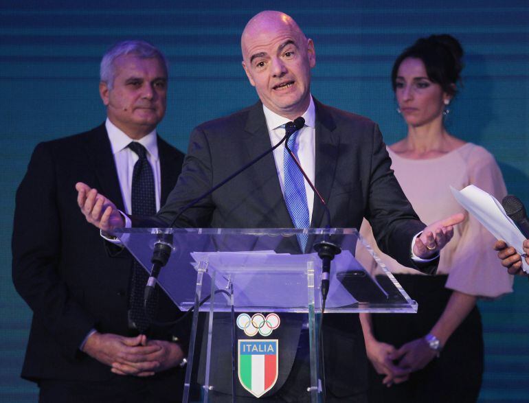 Infantino, durante la ceremonia organizada en Roma por el Comité Olímpico italiano (CONI).