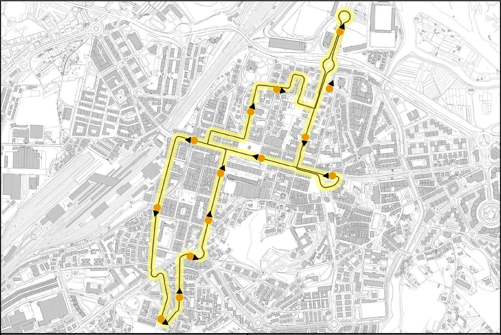Plano del recorrido de la línea L5 de Irunbus.