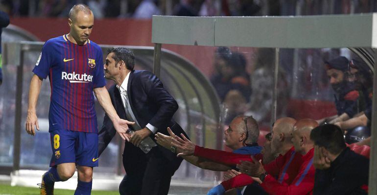 Andrés Iniesta, durante el partido de la sexta jornada de Liga ante el Girona