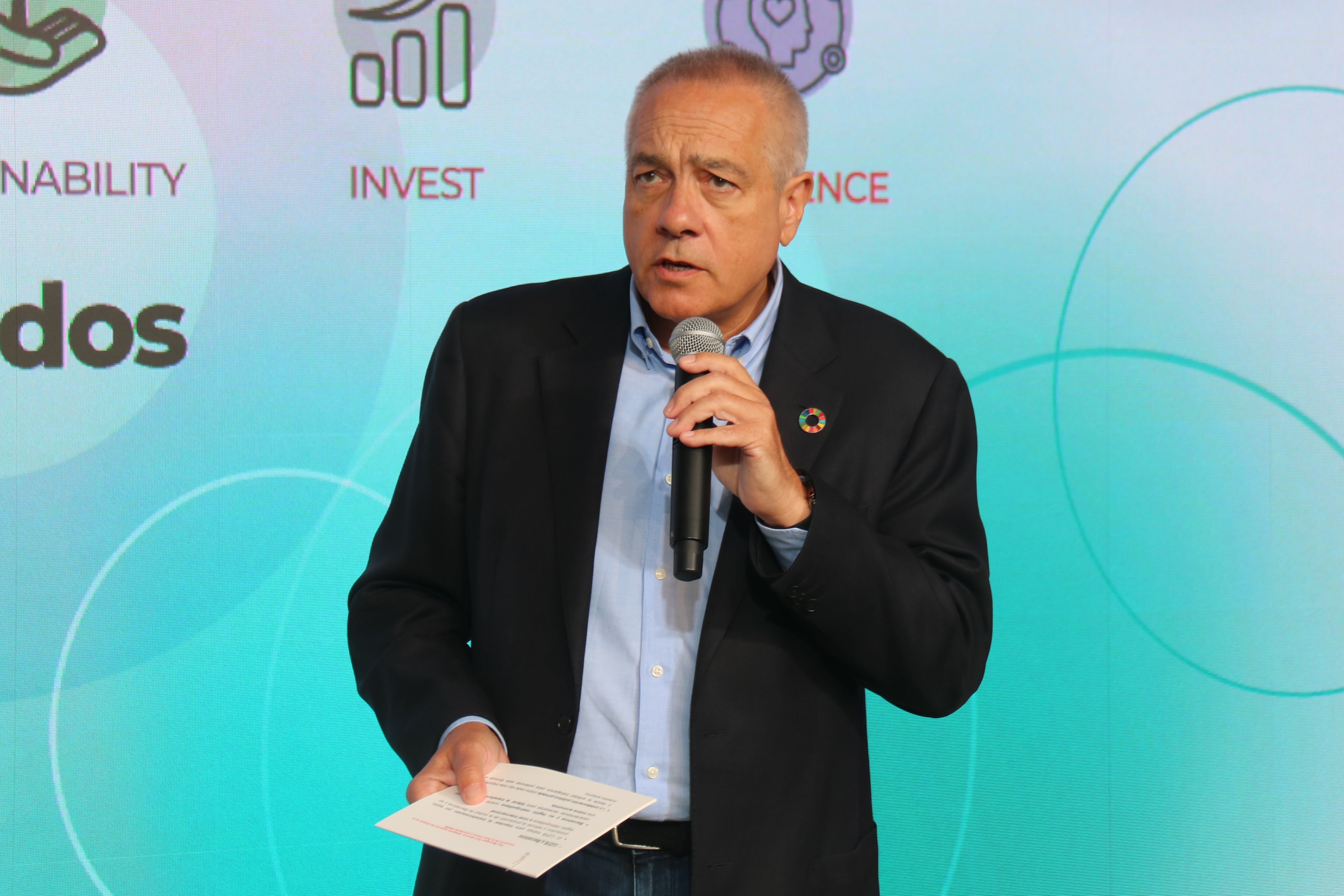 El delegat especial de l'Estat al Consorci de la Zona Franca de Barcelona, Pere Navarro, a la roda de presentació de la tercera edició del BNEW