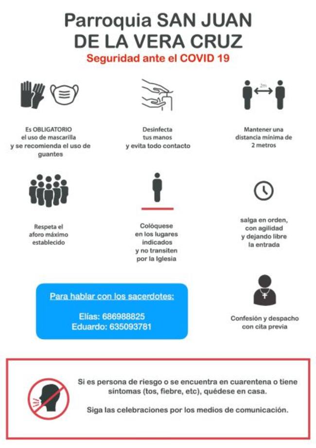 Cartel informativo para la reanudación del culto con medidas de seguridad