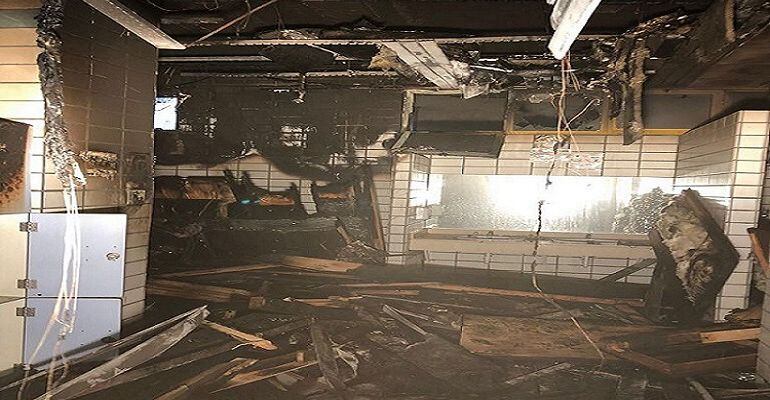 Sauna del polideportivo totalmente calcinada