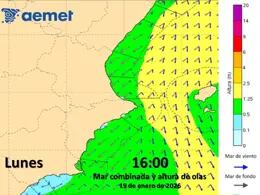 Aemet avisa de la posibilidad de "un importante temporal marítimo" el martes que afectará sobre todo a Castellón