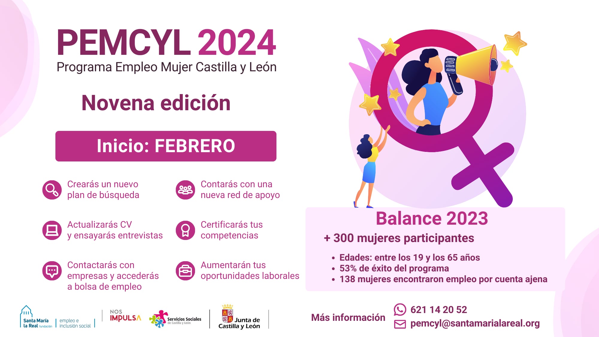 Abierta la inscripción para la novena edición de PEMCYL, que busca mejorar la empleabilidad de mujeres de Castilla y León