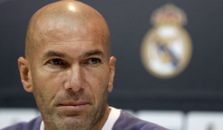 Zinedine Zidane, durante la rueda de prensa previa al duelo ante el Sporting