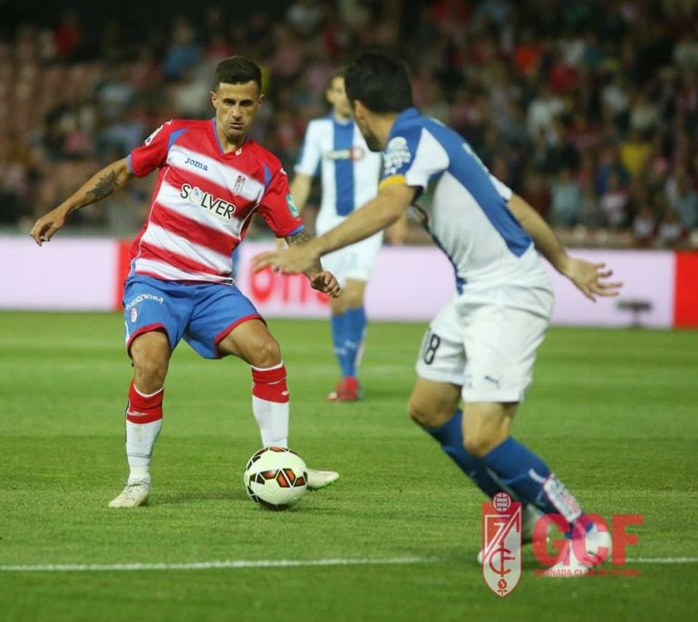 Javi Márquez, en la izquierda, en una foto durante el partido RCD Espanyol - Granada CF