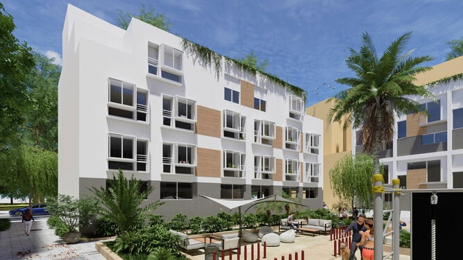 Infografía de las tecnocasas que se proyectan en Las Lagunillas (Málaga capital)