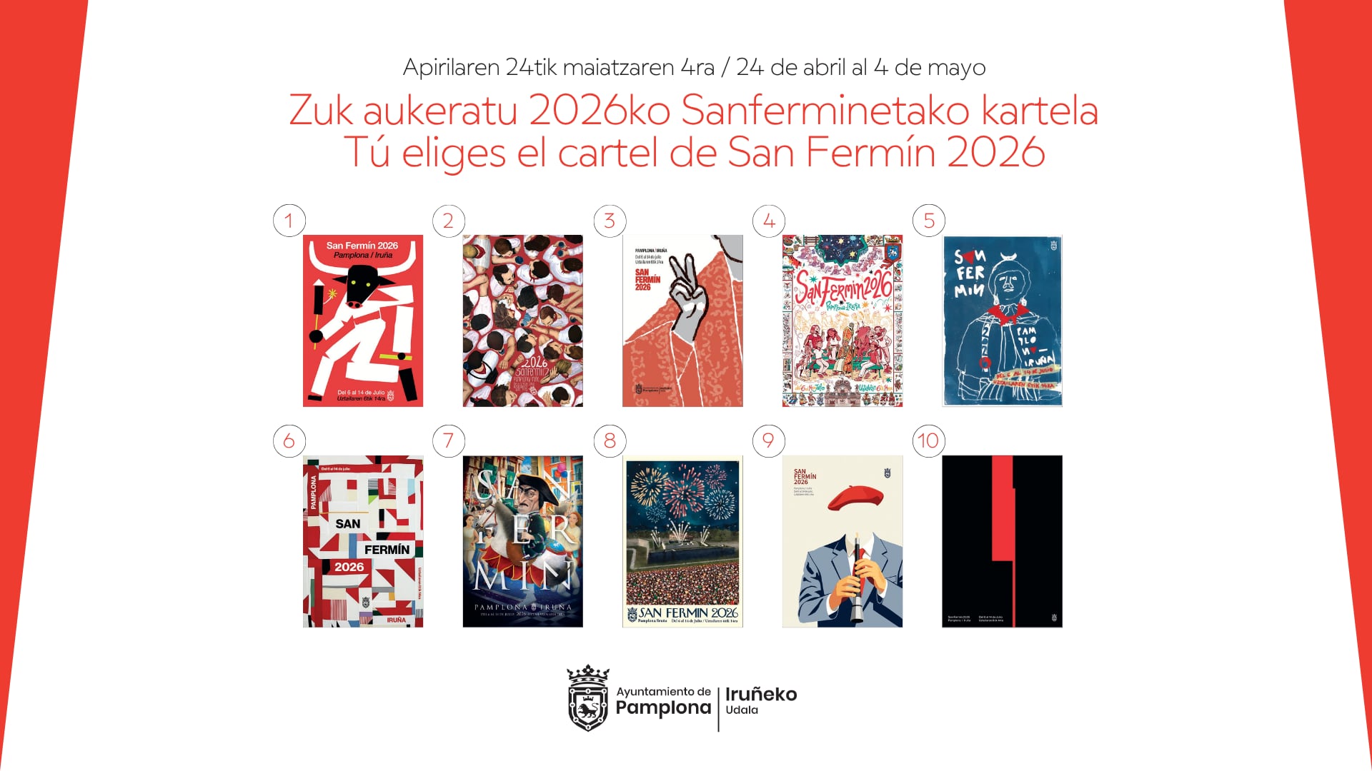 Carteles finalistas para los Sanfermines de 2026