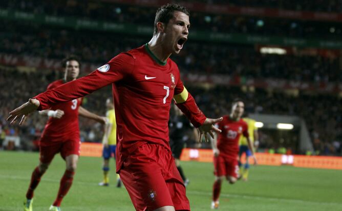 Ronaldo celebra eufórico el único gol del partido
