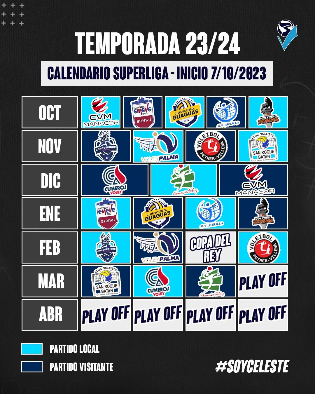 El calendario del Grupo Herce Soria en la Superliga 23-24.