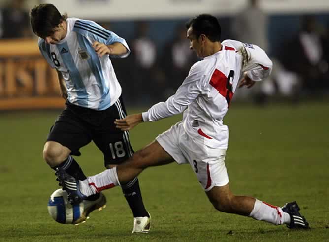 Messi, durante un partido con la selelección argentina