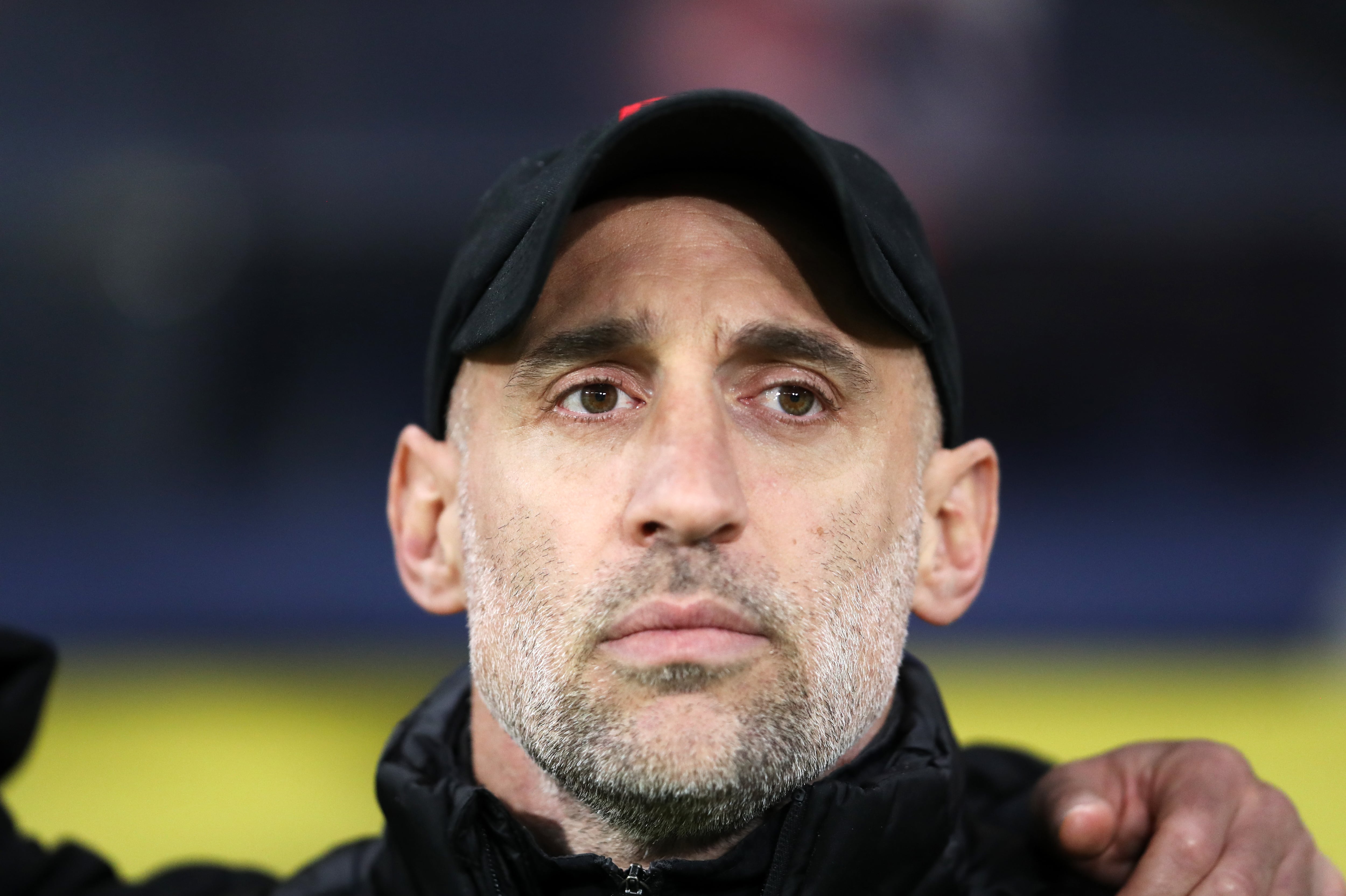 Pablo Zabaleta, asistente técnico de Albania, durante un amistoso