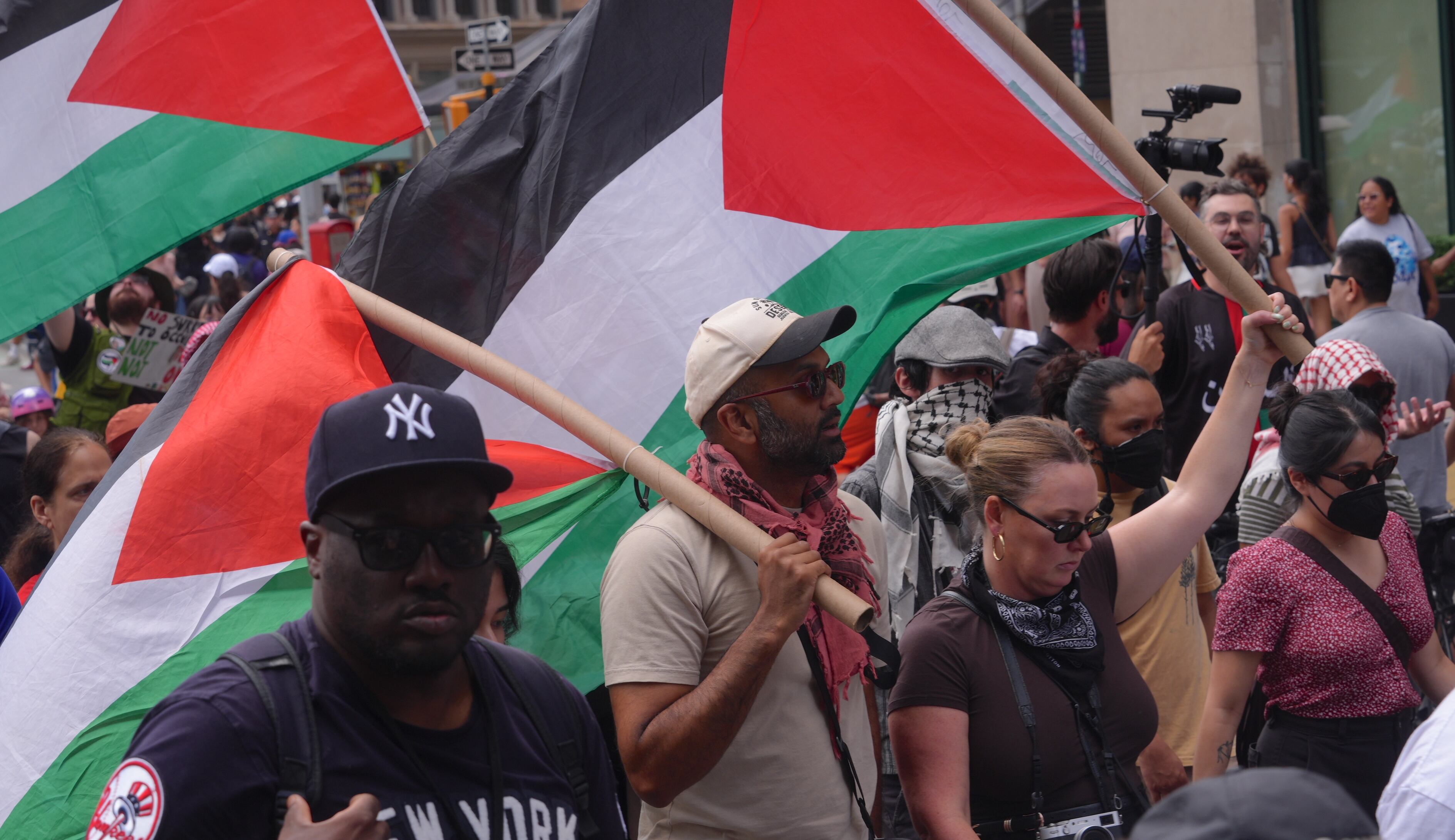 Manifestantes propalestinos recorren las calles de Manhattan el pasado 2 de agosto