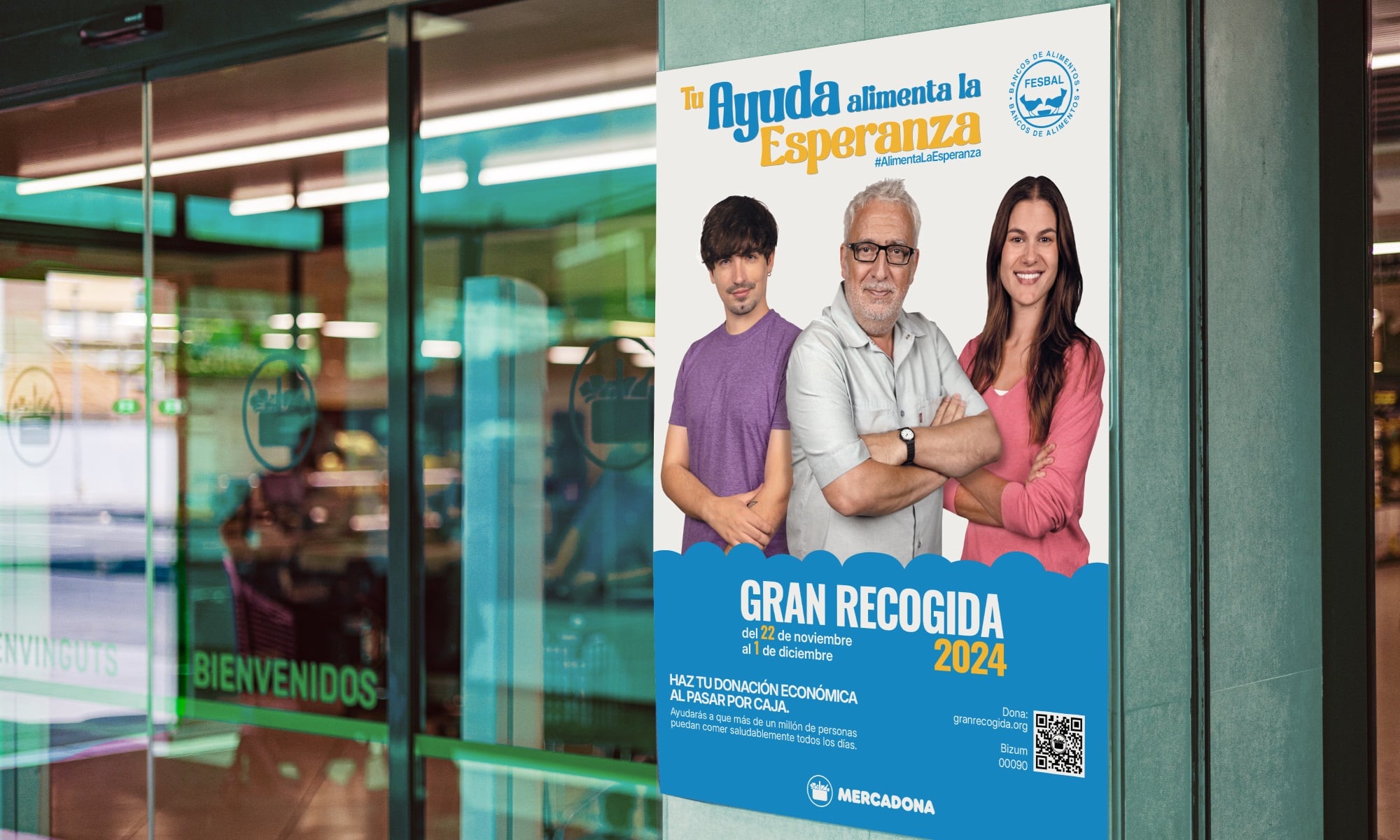 Cartel de la Gran Recogida de Alimentos 2024 en  Mercadona