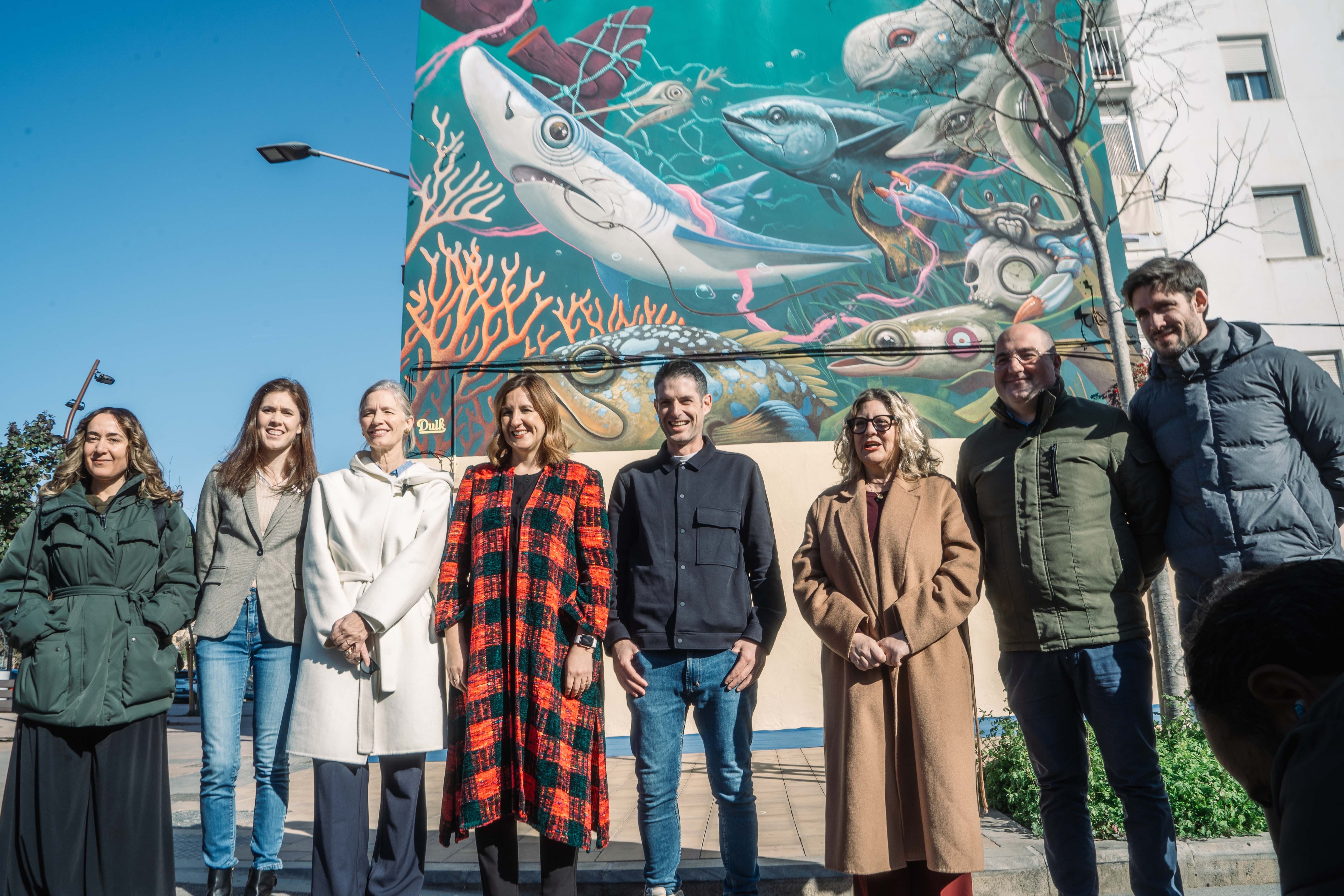 De izda a dcha. Gloria Tello, Marta Calabuig, Leocadia García, MJosé Catalá, Dulk, Ana Ortells, Jose Ripoll y JCarlos Caballero