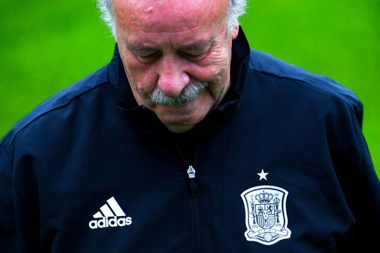 Del Bosque, durante el entrenamiento de España 