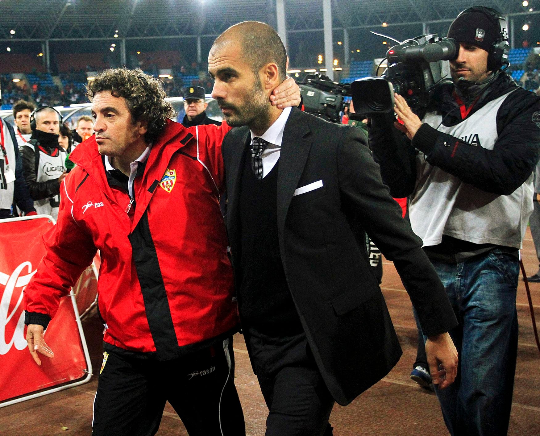 Juanma Lillo felicitando a Pep Guardiola.