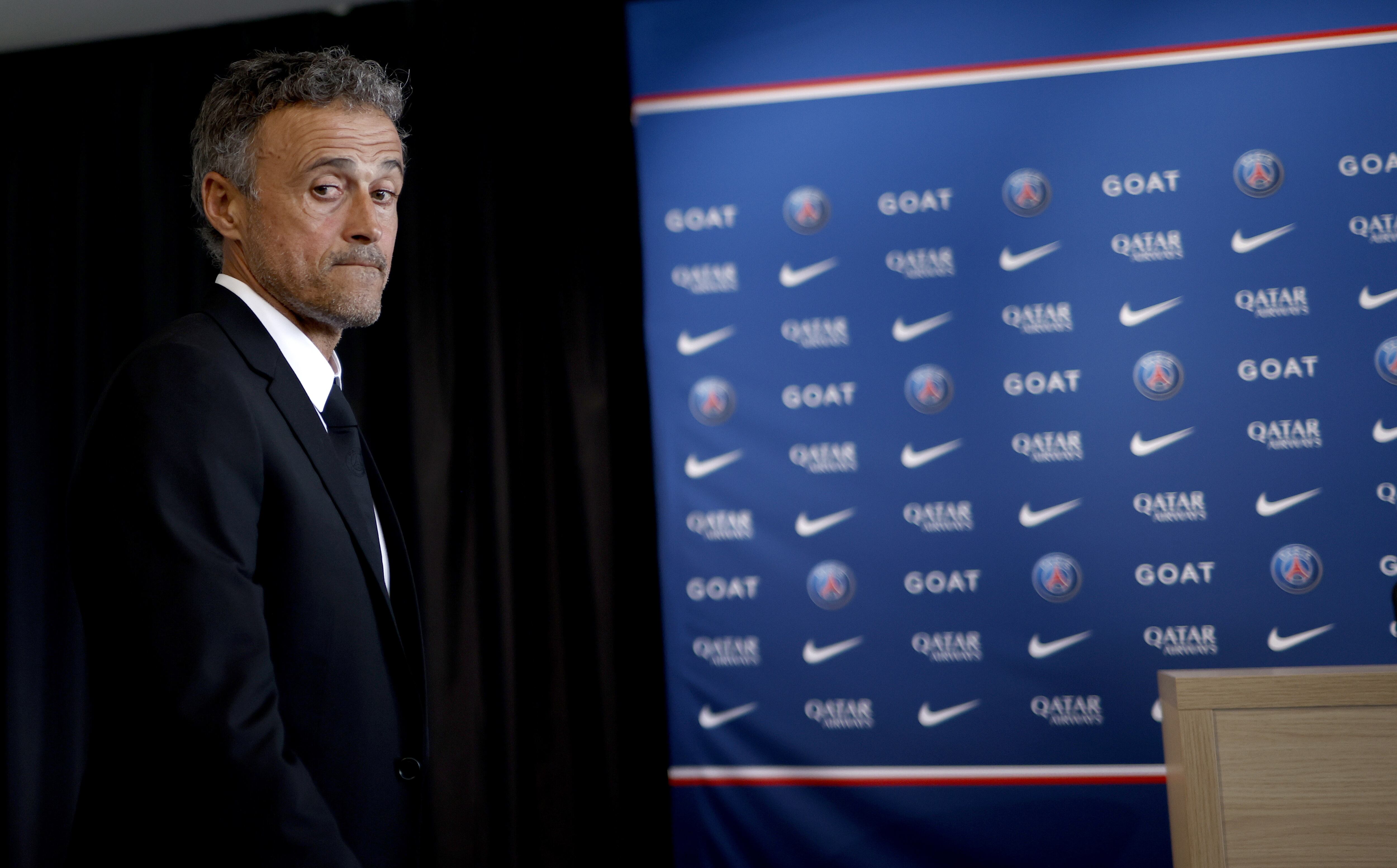 Luis Enrique, a su llegada a rueda de prensa.