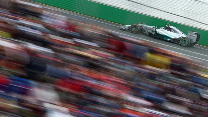 El monoplaza de Rosberg durante la carrera.