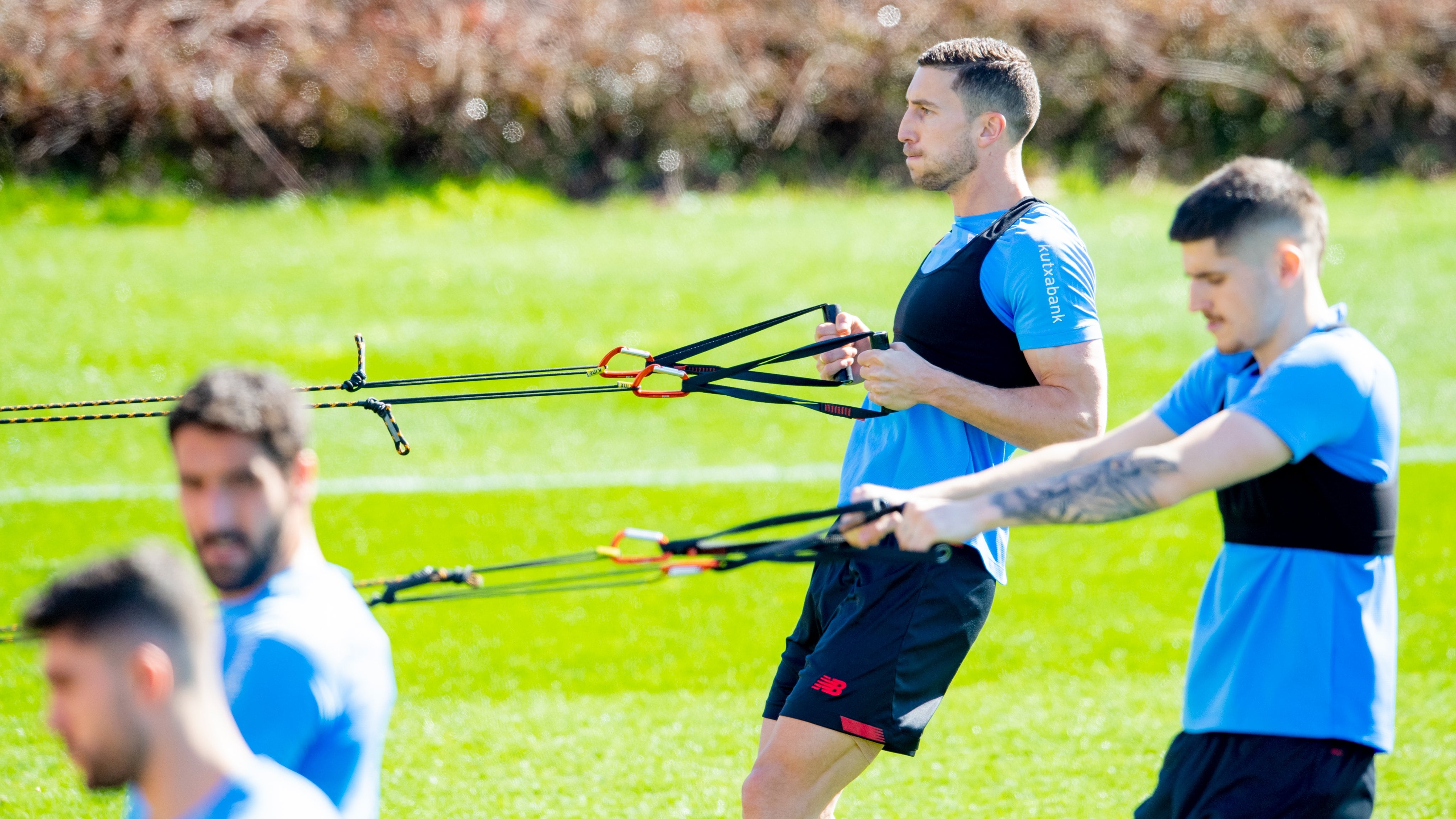 De Marcos y Sancet, durante un entrenamiento en Lezama