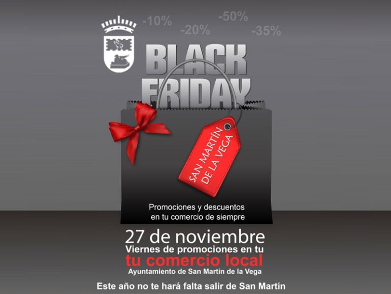 Cartel promocional de la campaña &#039;Black Friday&#039; en San Martín de la Vega