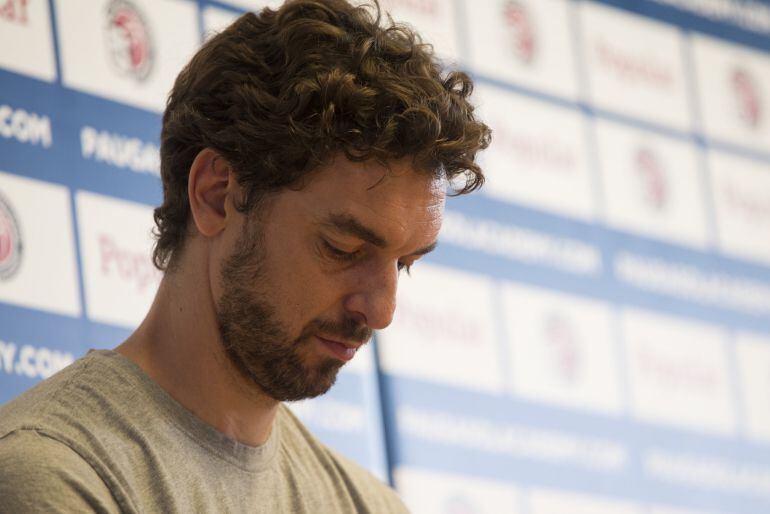 El pívot internacional Pau Gasol, durante la rueda de prensa que ofreció con motivo de su asistencia al campus que lleva su nombre