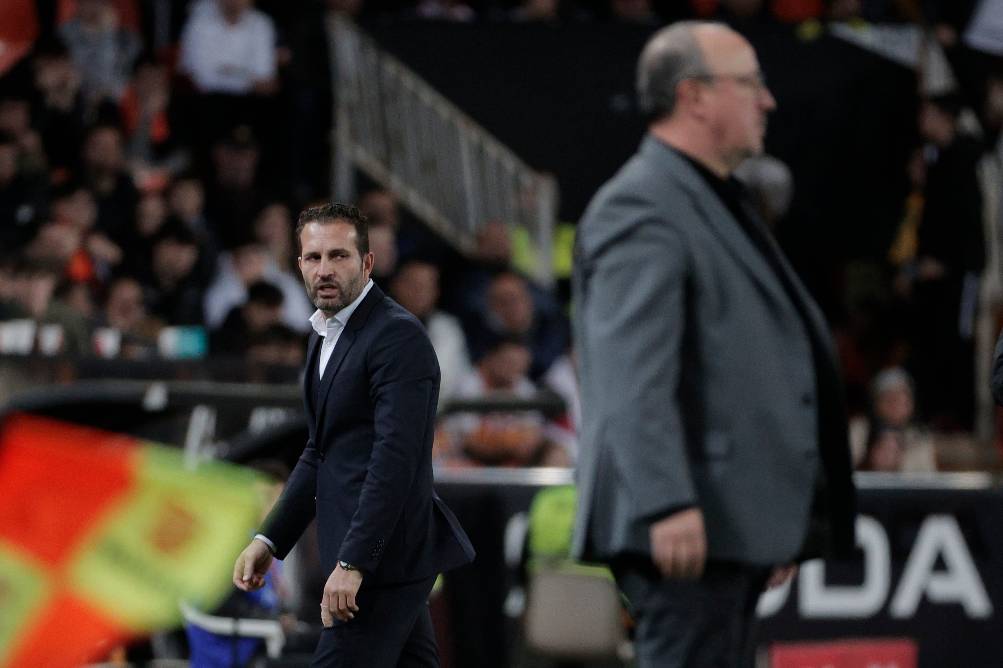 VALENCIA, 17/01/2024.- El entrenador del Valencia, Rubén Baraja, durante el partido de los octavos de final de la Copa del Rey de fútbol que Valencia CF y Celta de Vigo han disputado este miércoles en el estadio de Mestalla. EFE/Manuel Bruque
