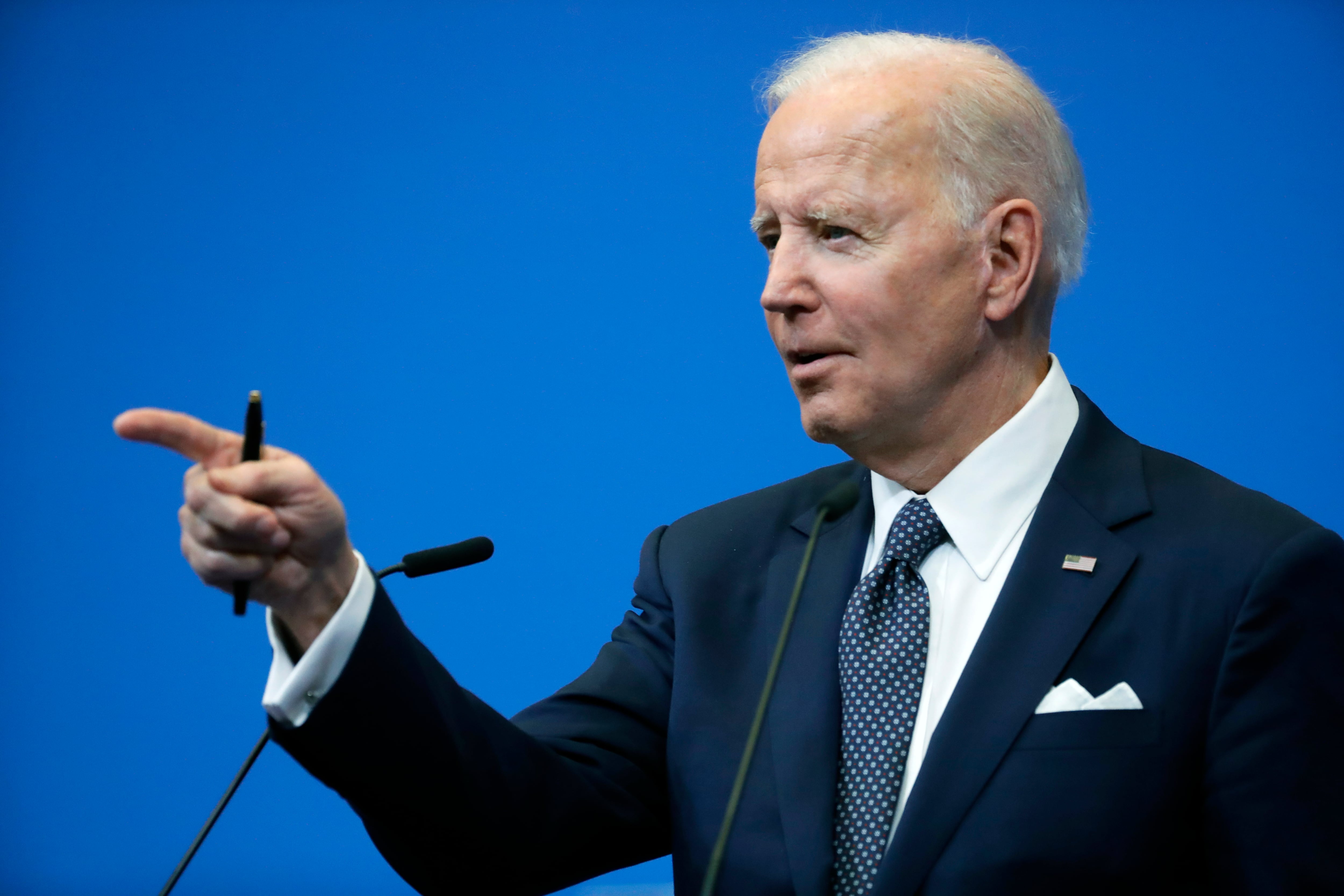 Joe Biden, durante la rueda de prensa celebrada tras la reunión de los líderes del G7, en Bruselas, este jueves.