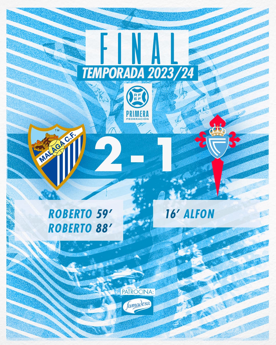 El Málaga venció 2-1 al Celta Fortuna y se jugará el ascenso en la