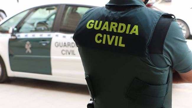 Un agente de la Guardia Civil, de espaldas, junto a un vehículo oficial