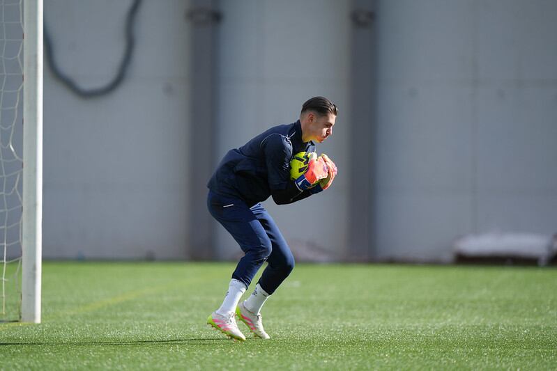 El porter Yaako, durant l'entrenament d'avui