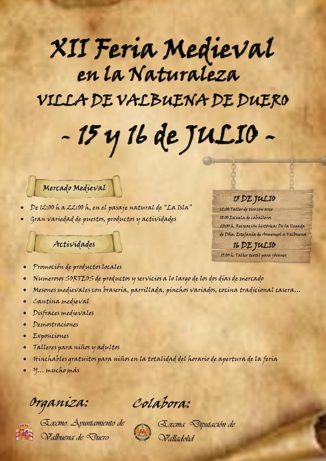 Cartel de actividades de la Feria Medieval de Valbuena de Duero