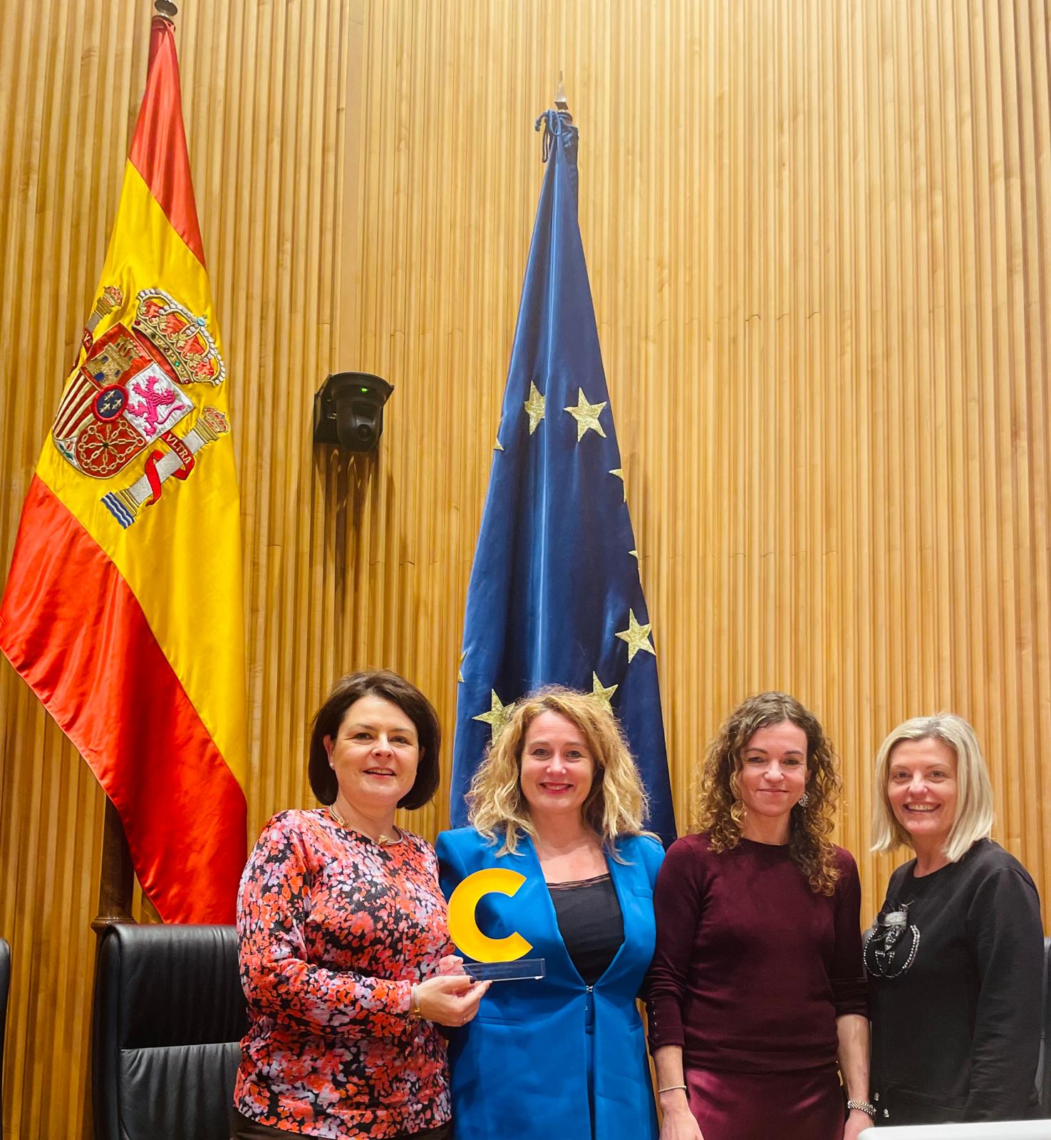 Olvido Moratinos, Presidenta de la Comarca de la Jacetania, Rosario Sánchez Grau, Secretaria de Estado de Turismo, Begoña Nasarre, Diputada en el Congreso de los Diputados por Huesca y María Brun Técnico de Turismo de la Jacetania.