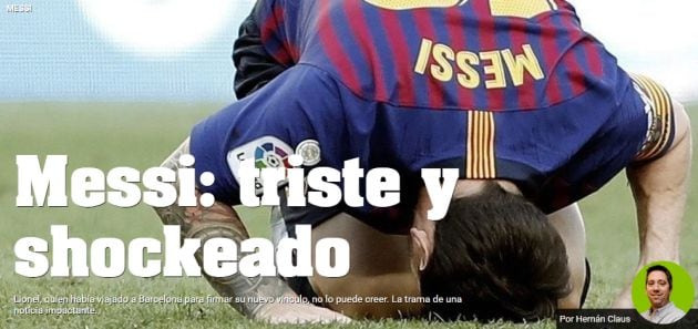 El Diario Olé hizo hincapié en la decepción que le ha supuesto a Messi