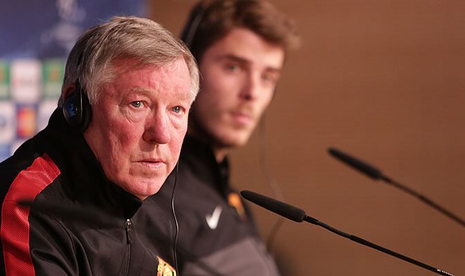 Ferguson y De Gea, ante los medios en la sala de prensa del Santiago Bernabéu