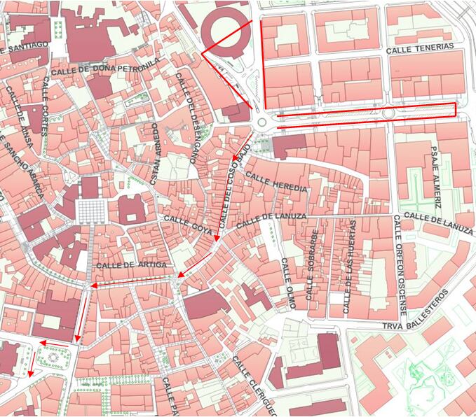 Mapa con los cambios por el carnaval