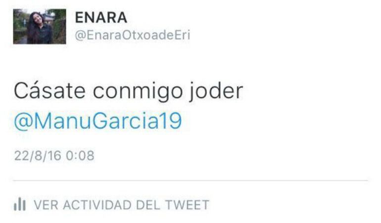 Tweet de una aficionada albiazul tras el gol de Manu García en el Calderón.