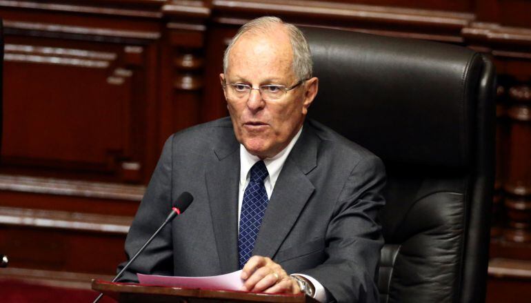 El presidente de Perú, Pedro Pablo Kuczynski , en el Congreso en Lima.