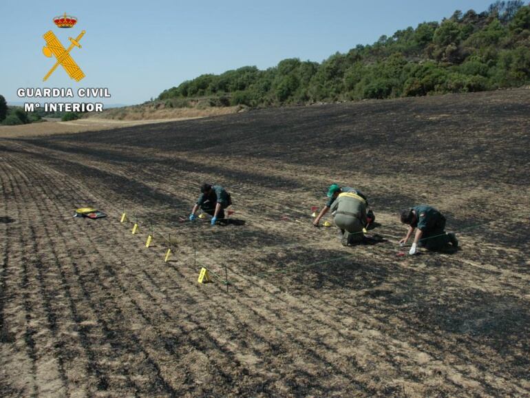 Recogida de pruebas por agentes de la Guardia Civil 